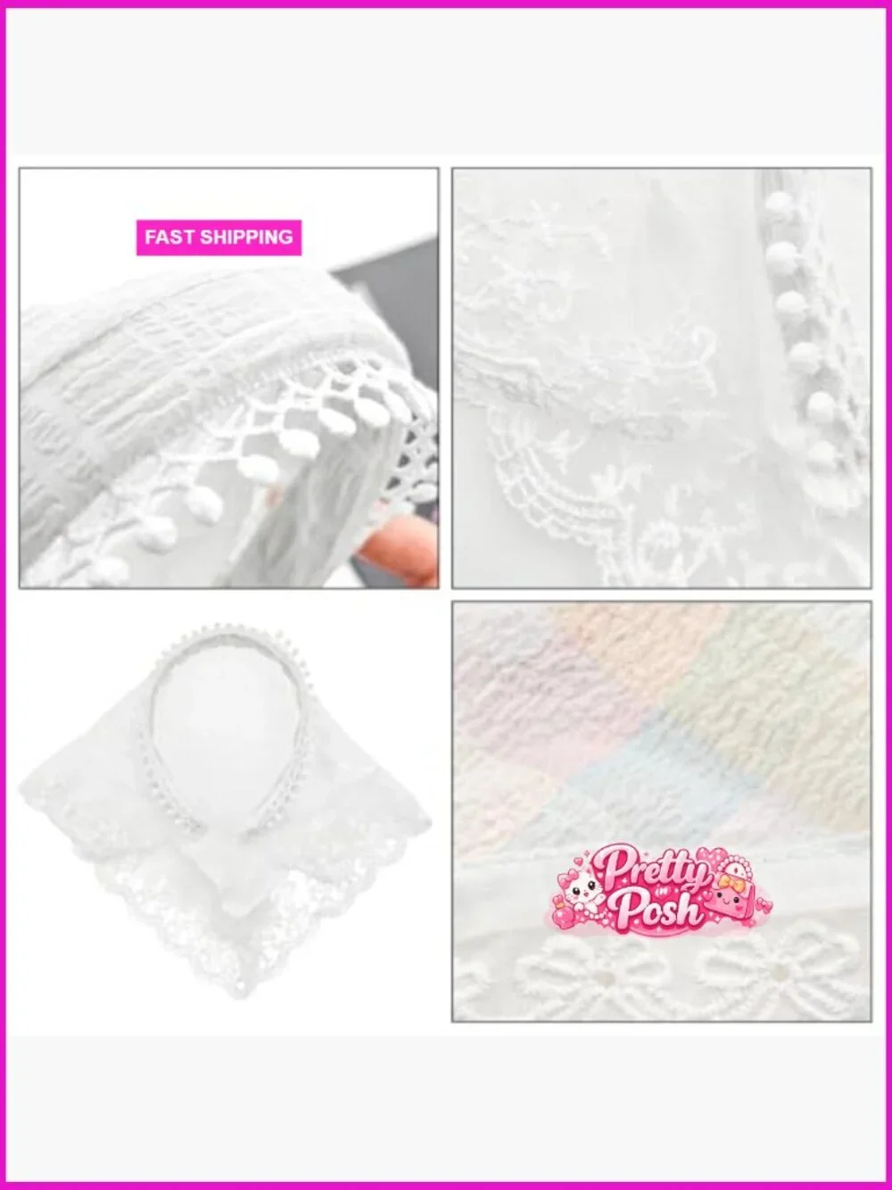 Lace Hair Scarf Headband, Non-Slip Boho Triangle Bandana Turban